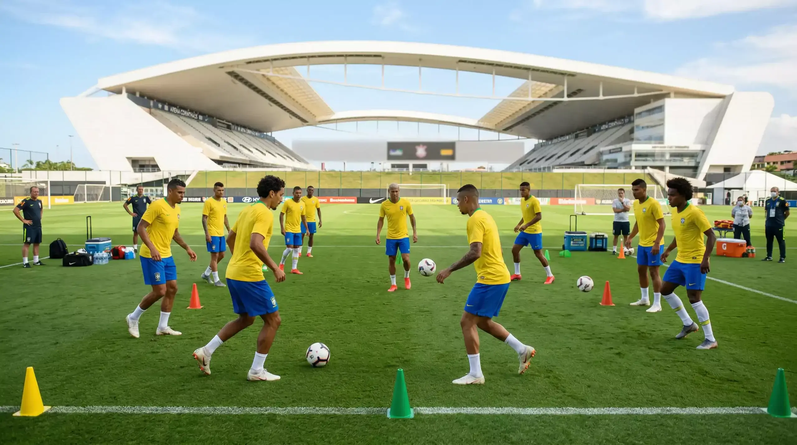 A brazil labdarúgó-válogatott sárga mezben a VB 2026 felkészülése során